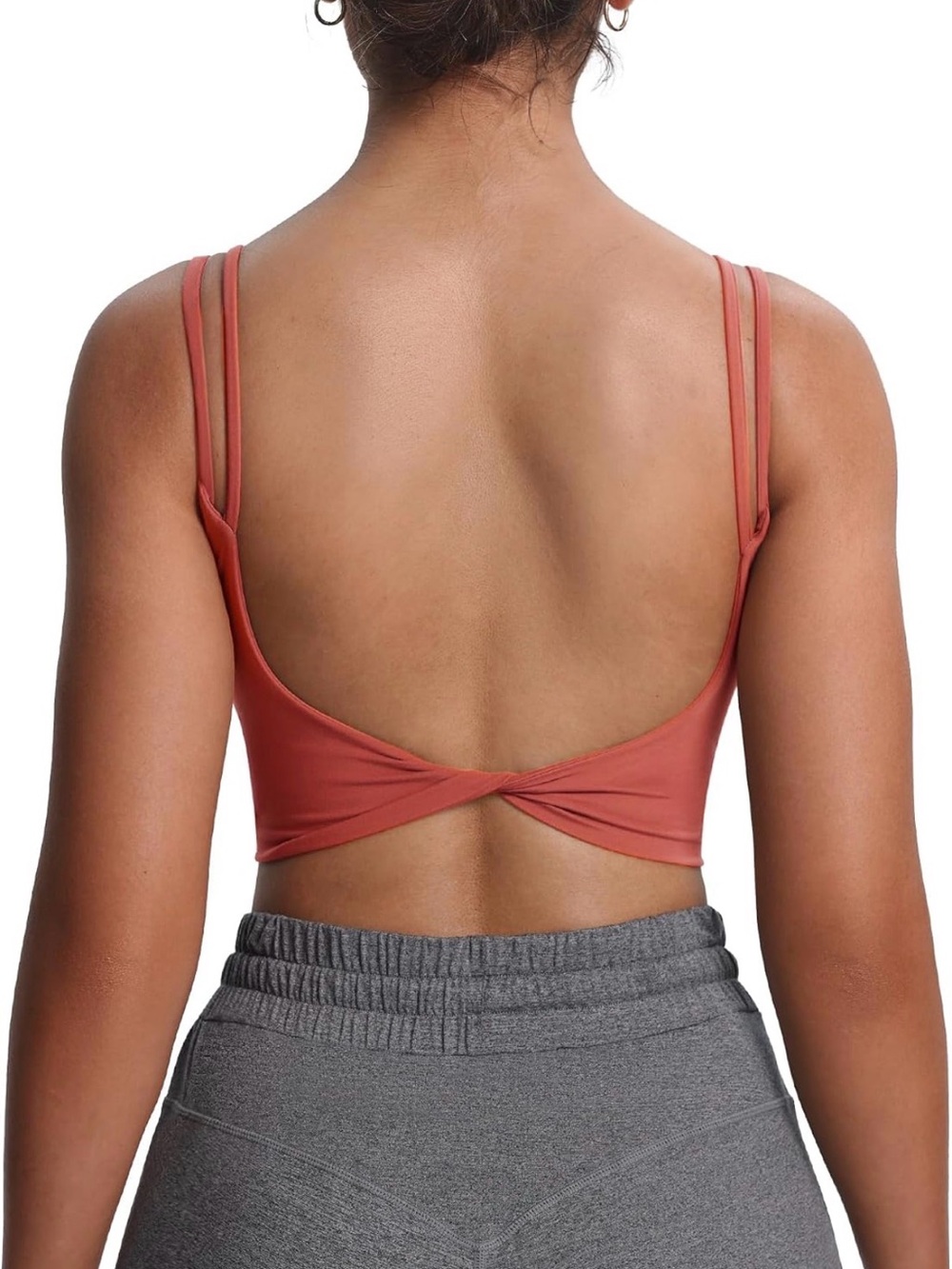 Double-Strap Twist Back Crop - Rust